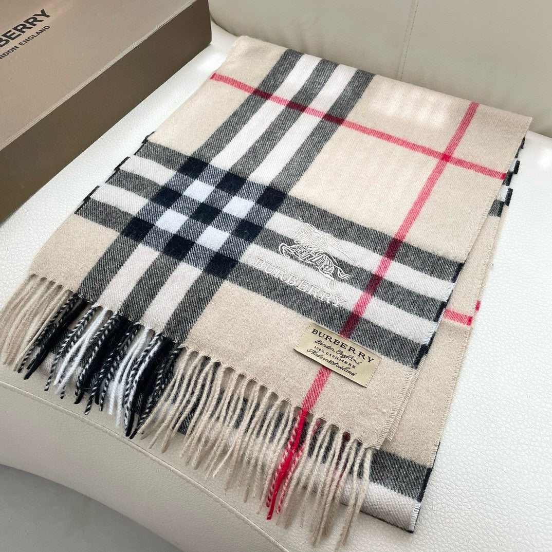 CHECK SCARF 180 CM IN SAND BROWN MIX BLACK CASHMERE 405485 mysite