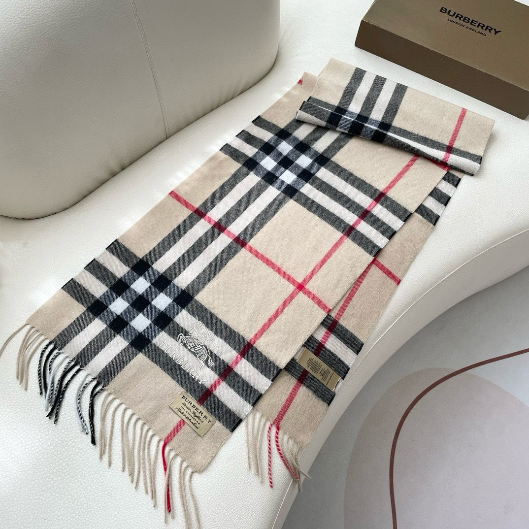 CHECK SCARF 180 CM IN SAND BROWN MIX BLACK CASHMERE 405485 mysite