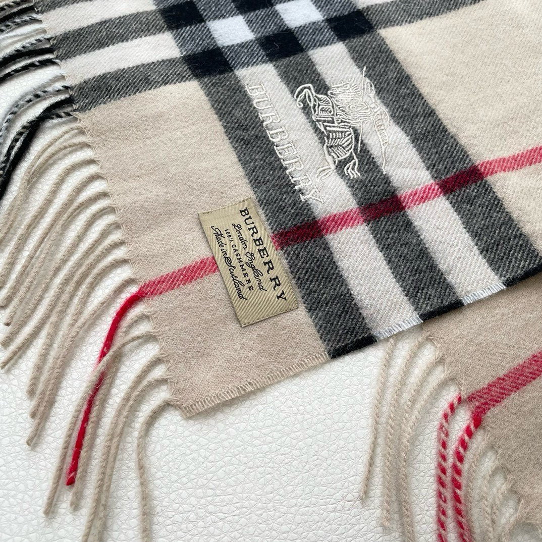 CHECK SCARF 180 CM IN SAND BROWN MIX BLACK CASHMERE 405485 mysite