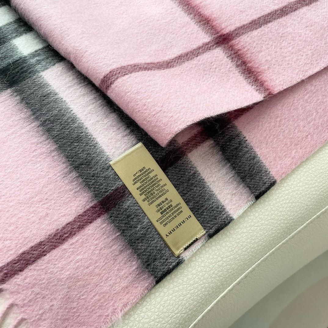 CHECK SCARF 180 CM IN LIGHT PINK MIX BLACK CASHMERE 405486 mysite