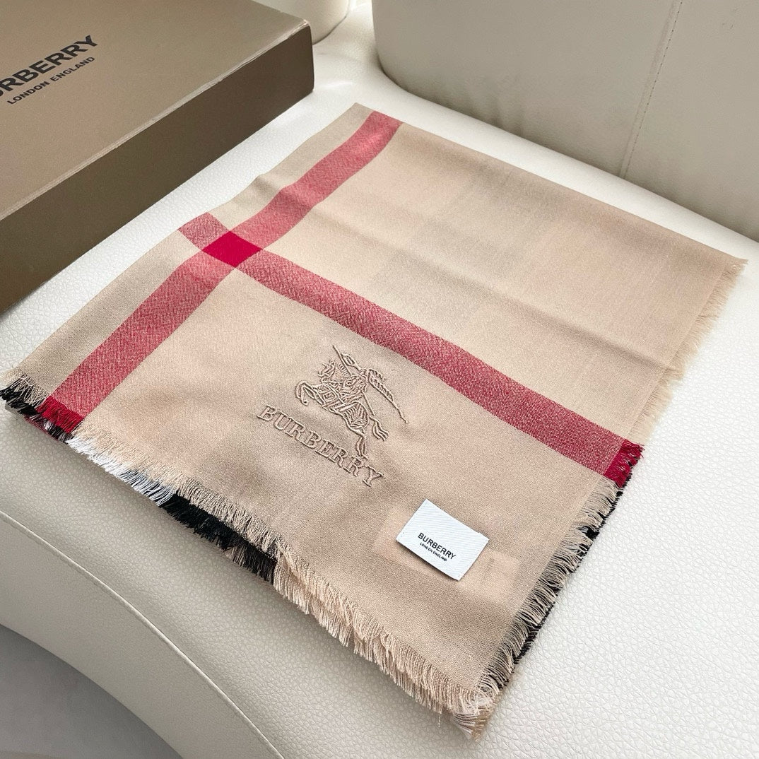 CHECK CASHMERE SCARF 120 CM TAN BROWN 407344 mysite