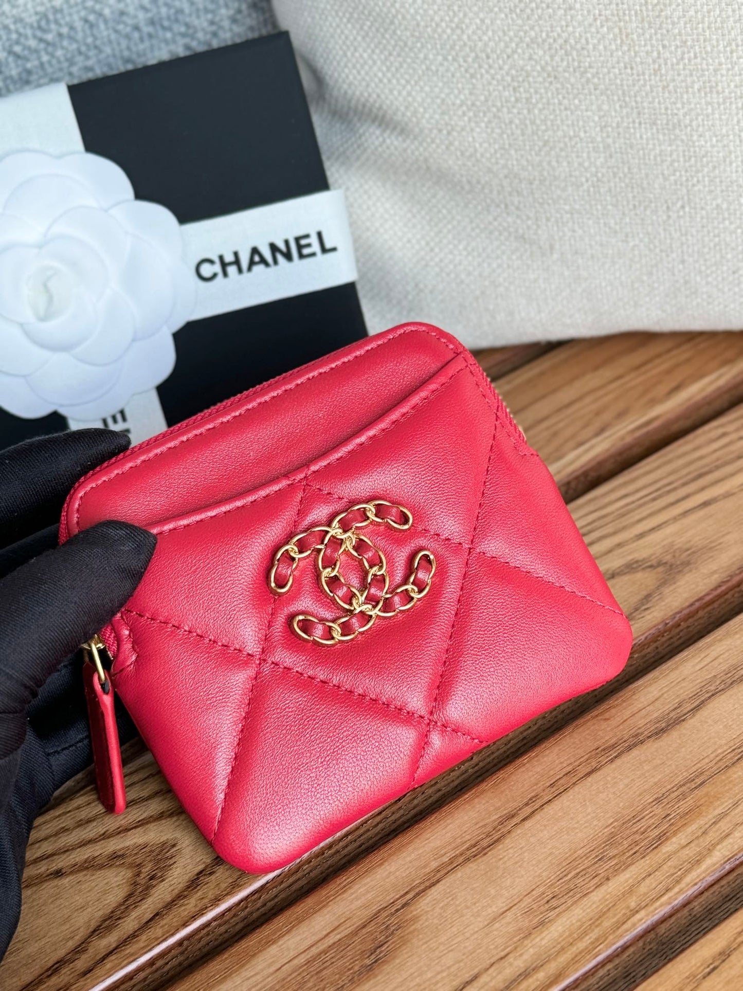 cc 19 zipped coin purse 11cm black lambskin gold hardware mysite