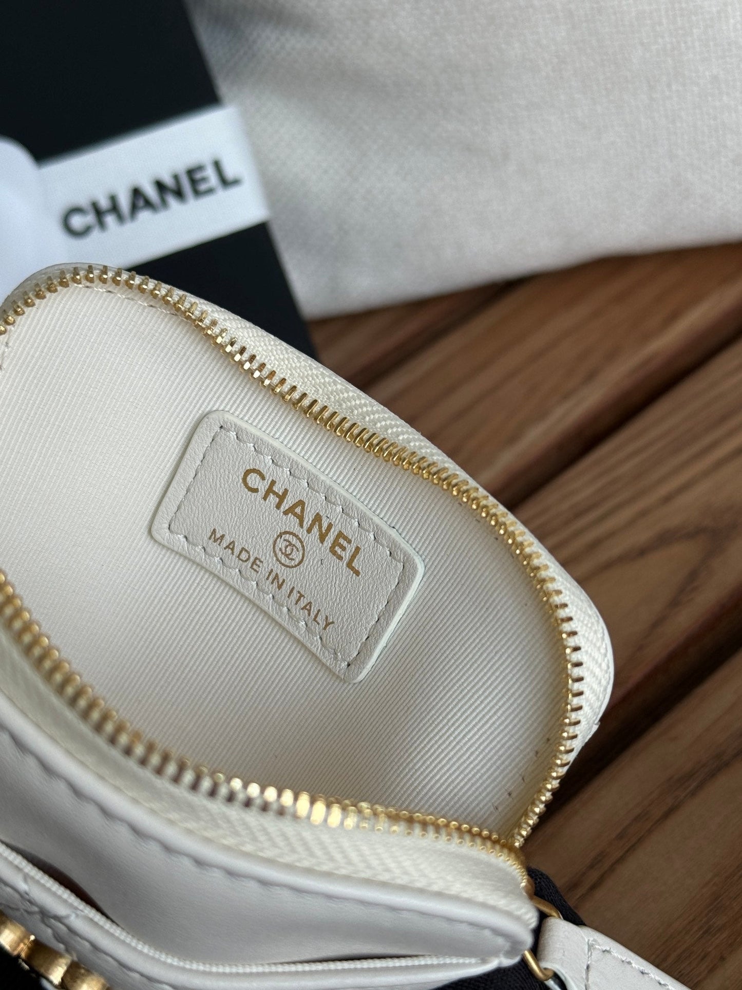 cc 19 zipped coin purse 11cm white lambskin gold hardware mysite
