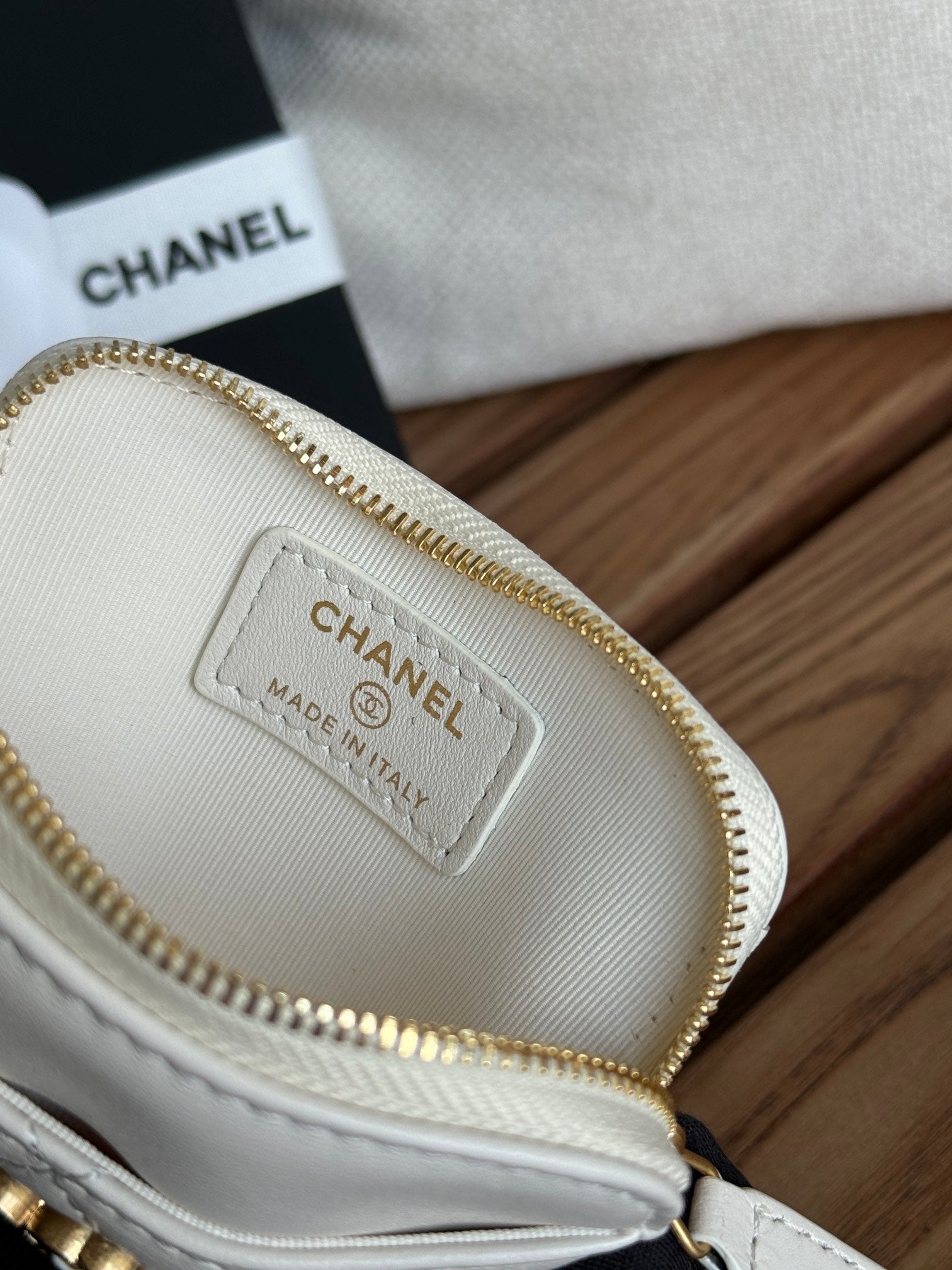cc 19 zipped coin purse 11cm white lambskin gold hardware mysite