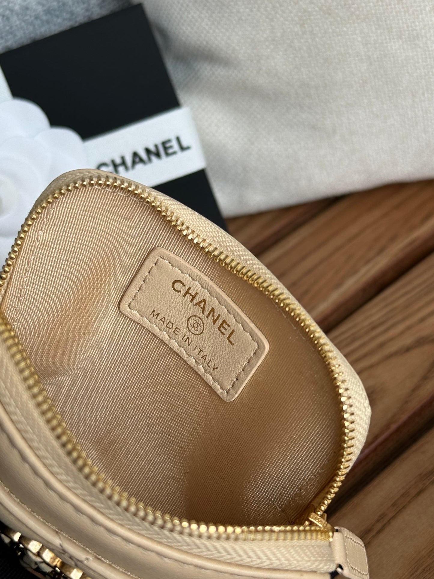 cc 19 zipped coin purse 11cm cream lambskin gold hardware mysite