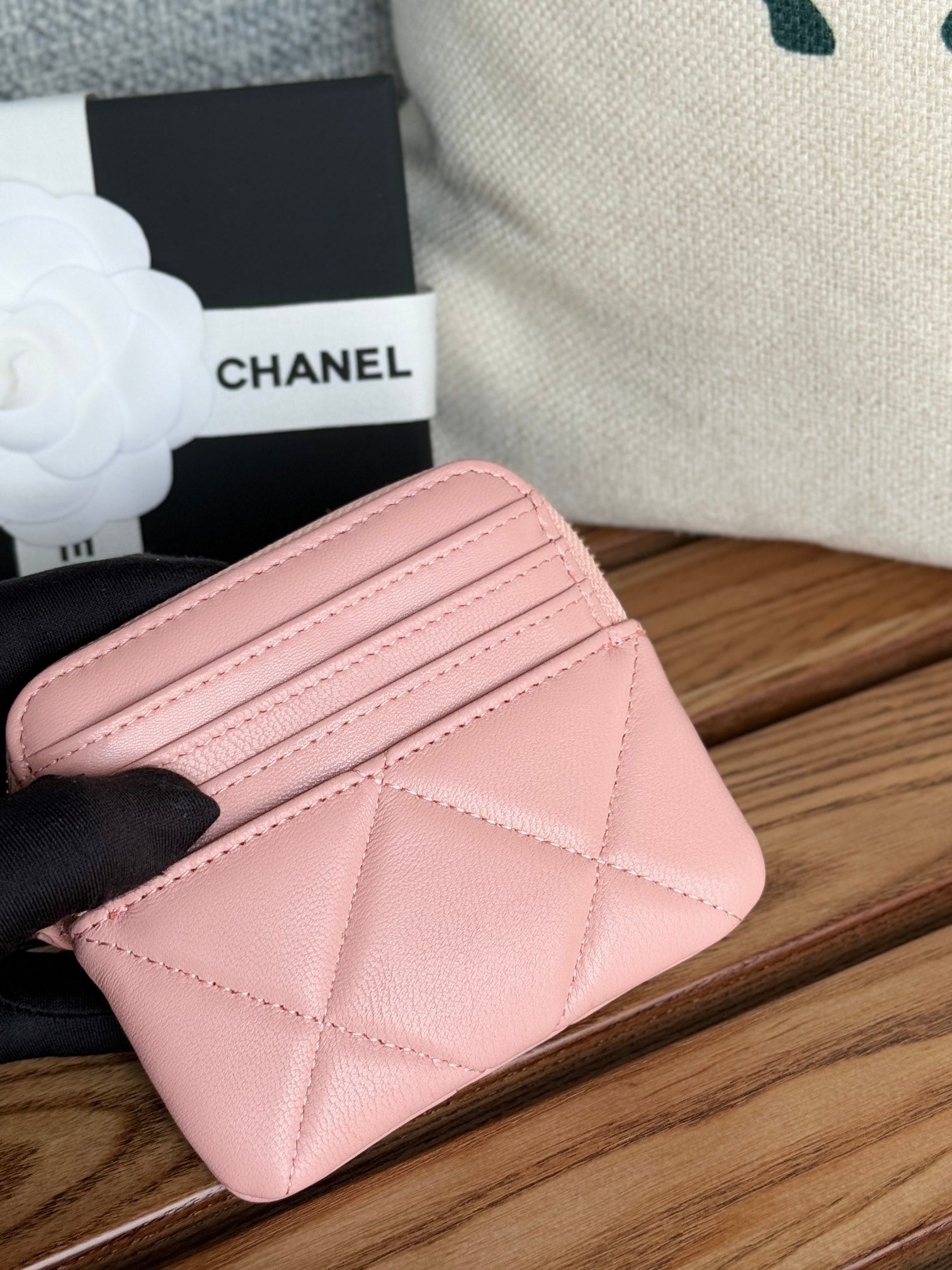 cc 19 zipped coin purse 11cm pink lambskin gold hardware mysite