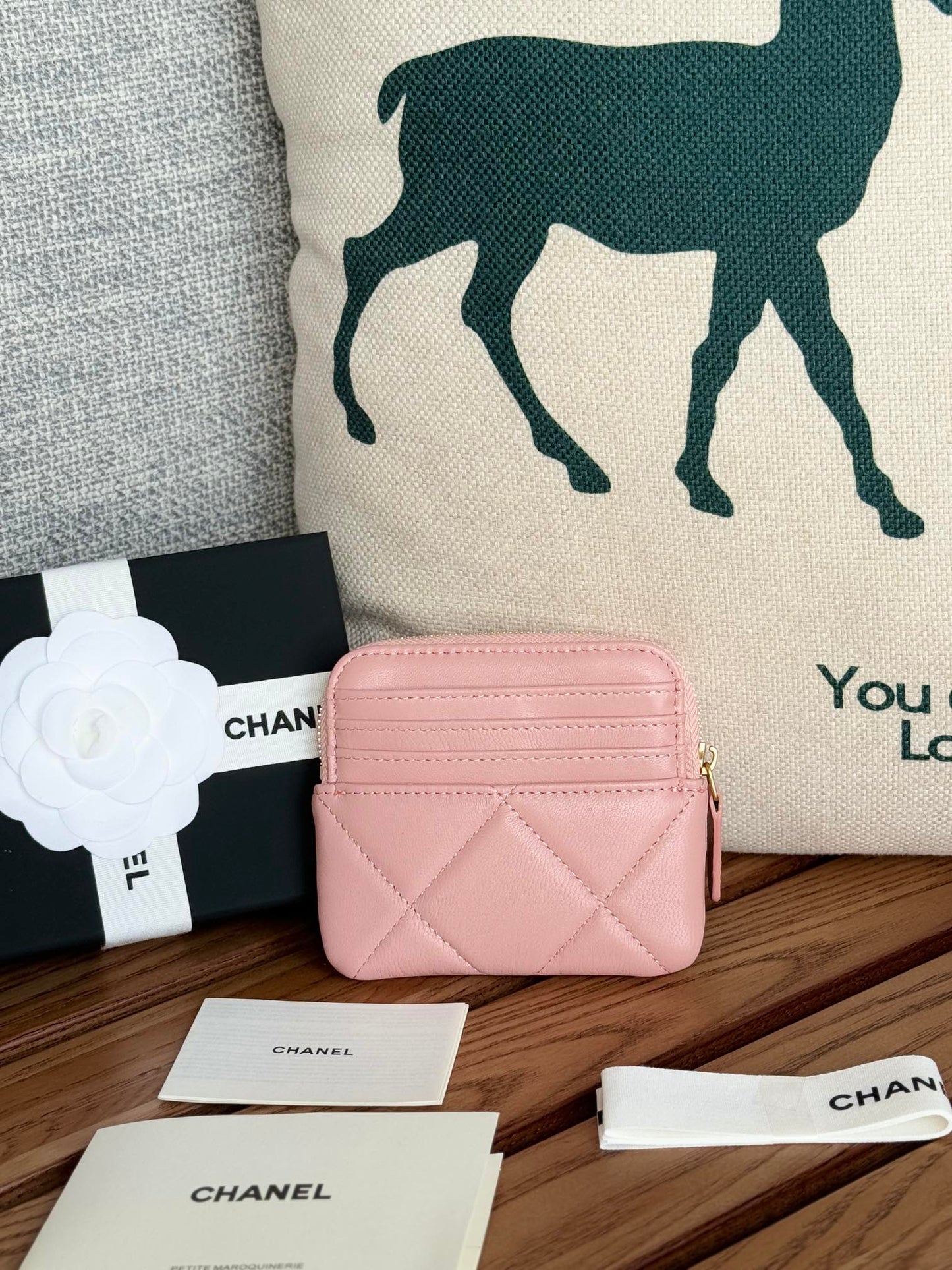 cc 19 zipped coin purse 11cm pink lambskin gold hardware mysite