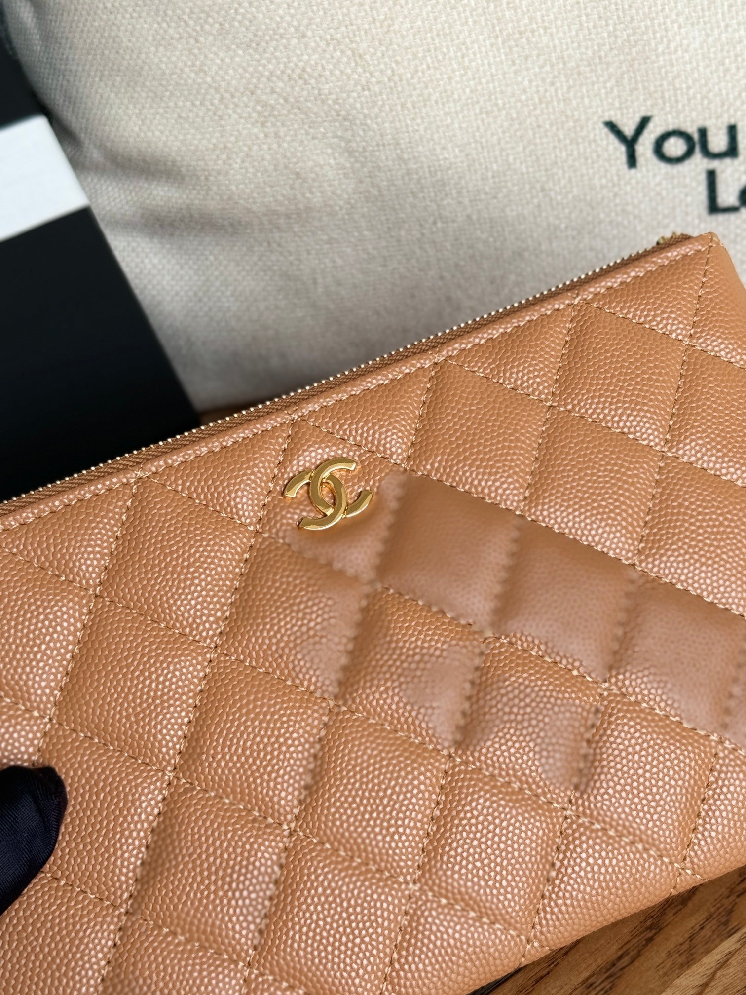 cc zipped wallet 20cm brown quilted caviar gold hardware mysite