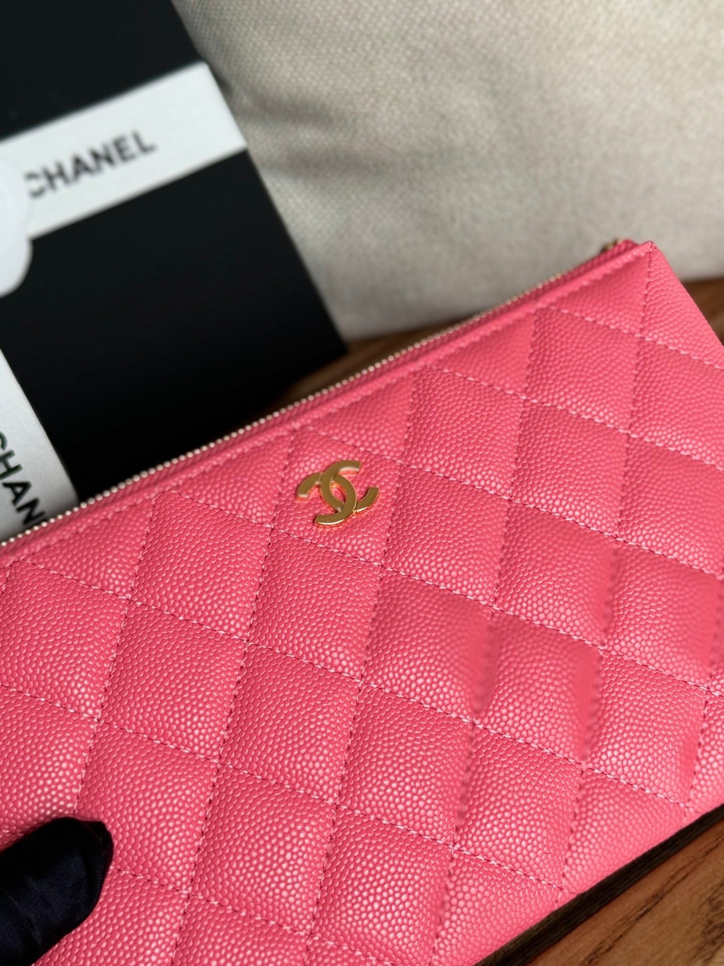 cc zipped wallet 20cm dark pink quilted caviar gold hardware mysite