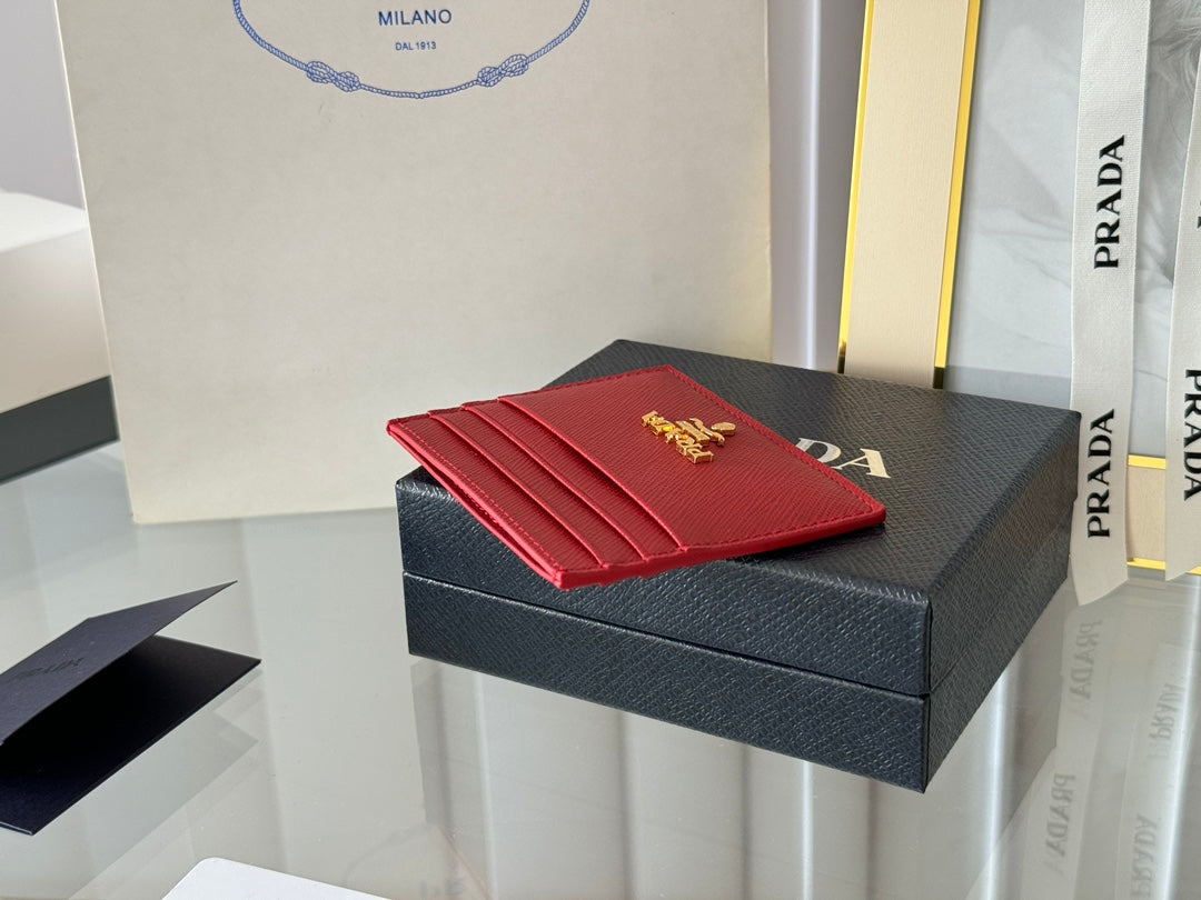 PRA 10 CARD HOLDER IN CHERRY RED CALFSKIN mysite