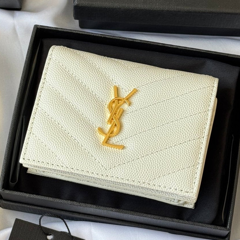 YSL Wallet White Gold Cowhide 240578 mysite
