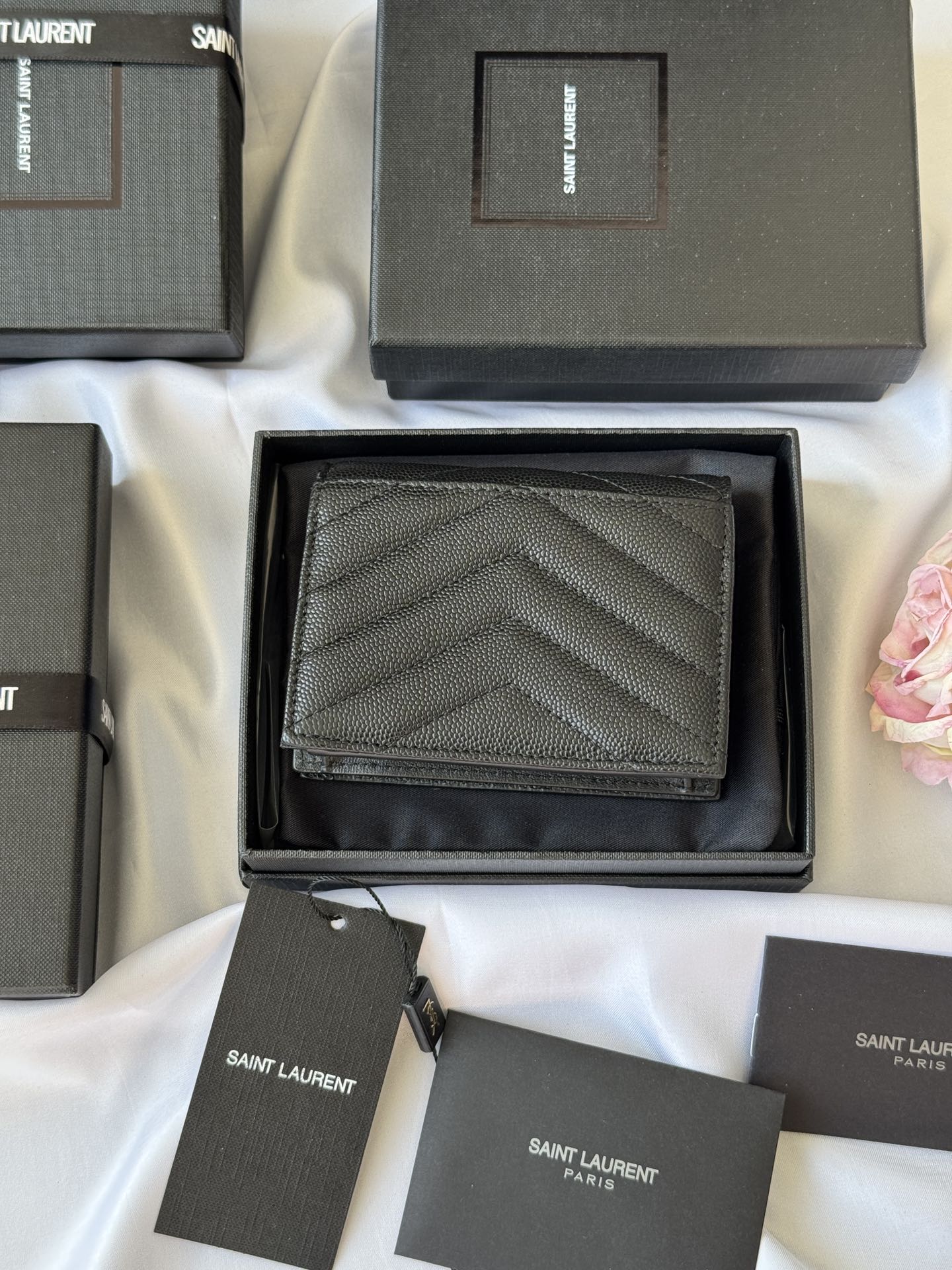 YSL Wallet Black Silver Cowhide 240574 mysite