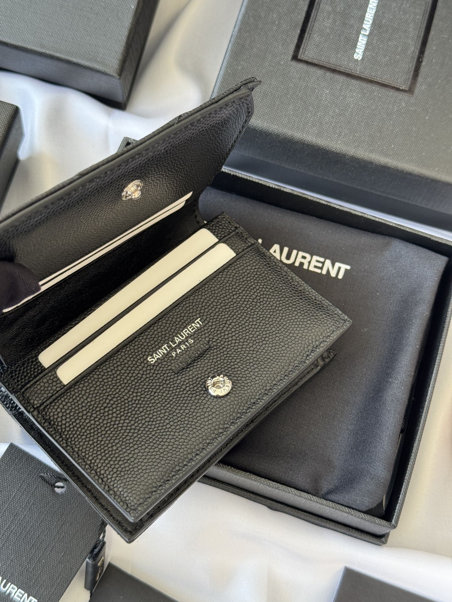 YSL Wallet Black Silver Cowhide 240574 mysite