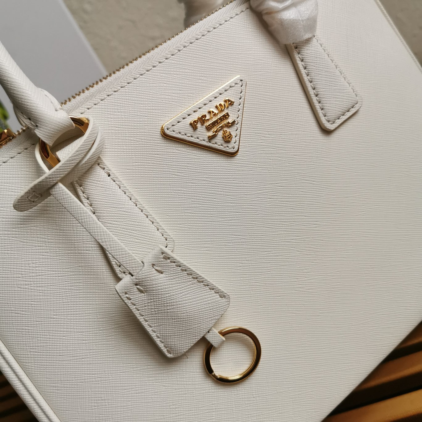 PRA GALLERIA 28 BAG IN WHITE SAFFIANO LEATHER mysite