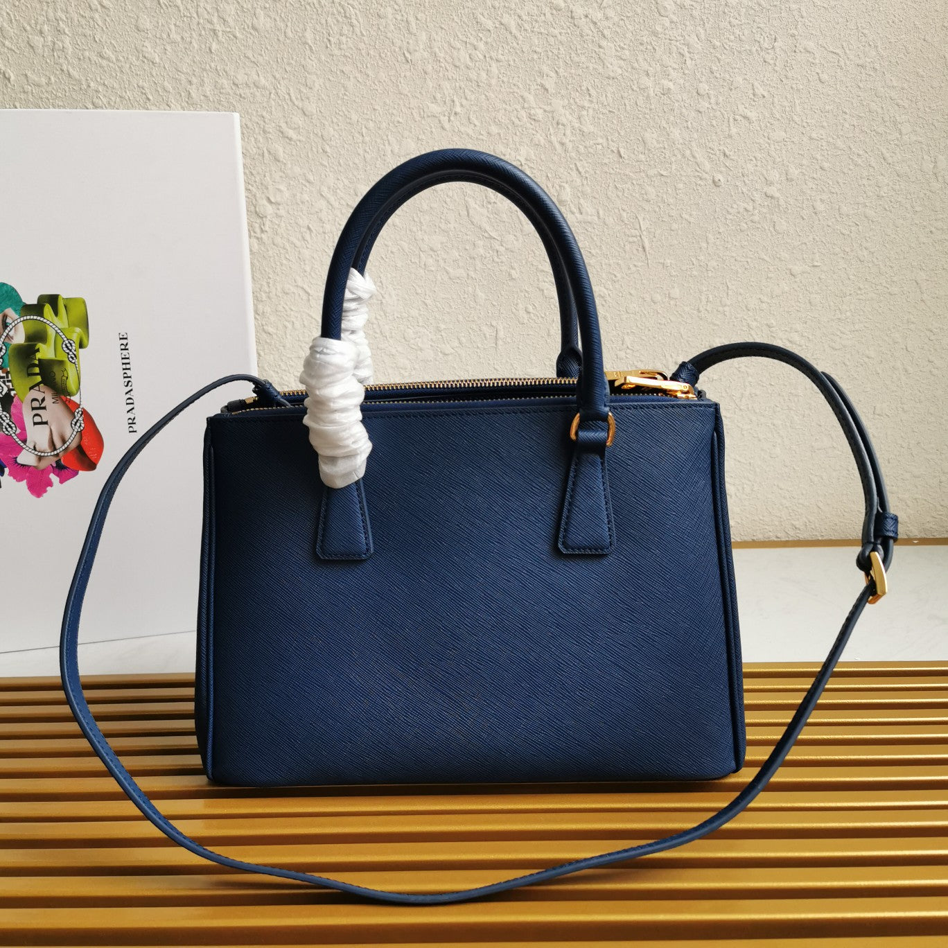 PRA GALLERIA 28 BAG IN NAVY BLUE SAFFIANO LEATHER mysite