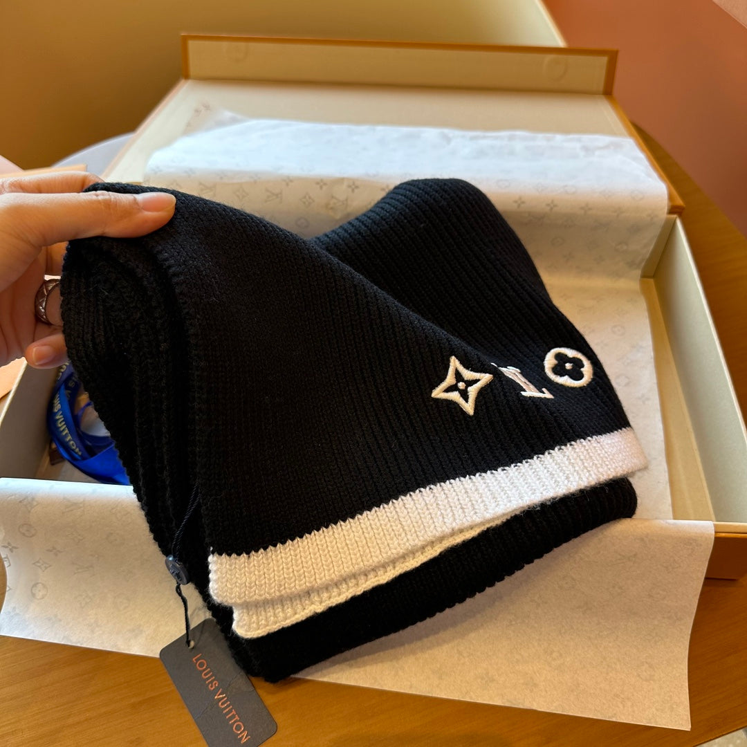 HEADLINE SCARF 200 CM IN BLACK WOOL 108956 mysite