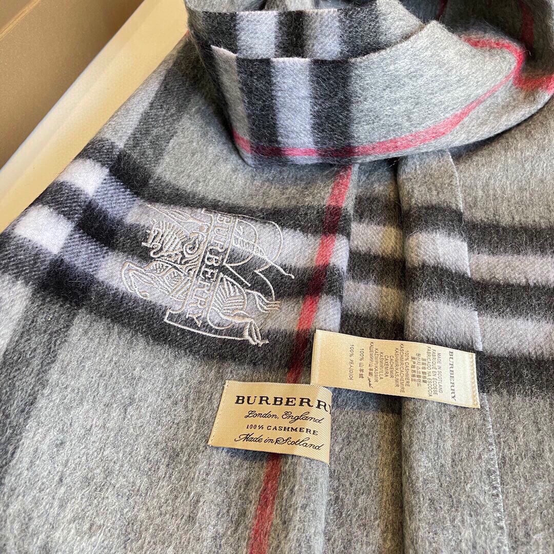 CLASSIC CHECK SCARF 180 CM IN DOVE GRAY MIX BLACK CASHMERE 394771 mysite