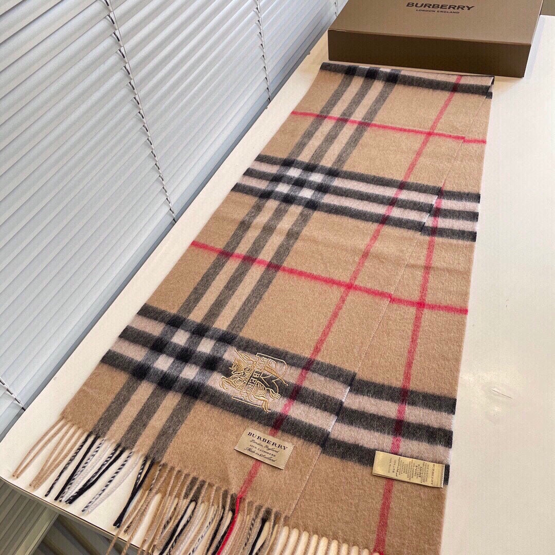 CLASSIC CHECK SCARF 180 CM IN CAMEL BROWN MIX BLACK CASHMERE  394772 mysite