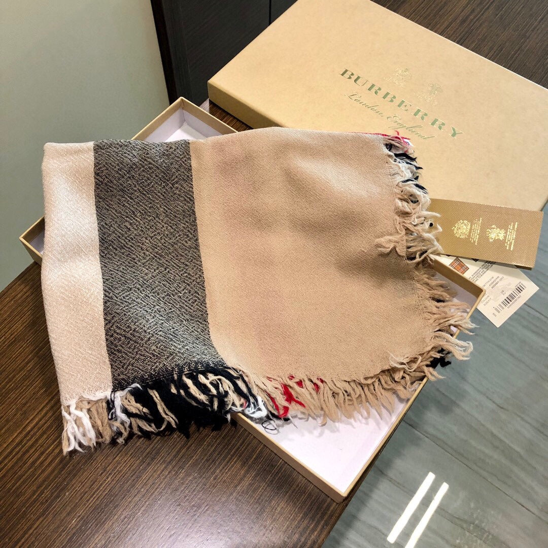 REVERSIBLE CHECK 140 CM WOOL SILK SCARF CAMEL BEIGE 408964 mysite