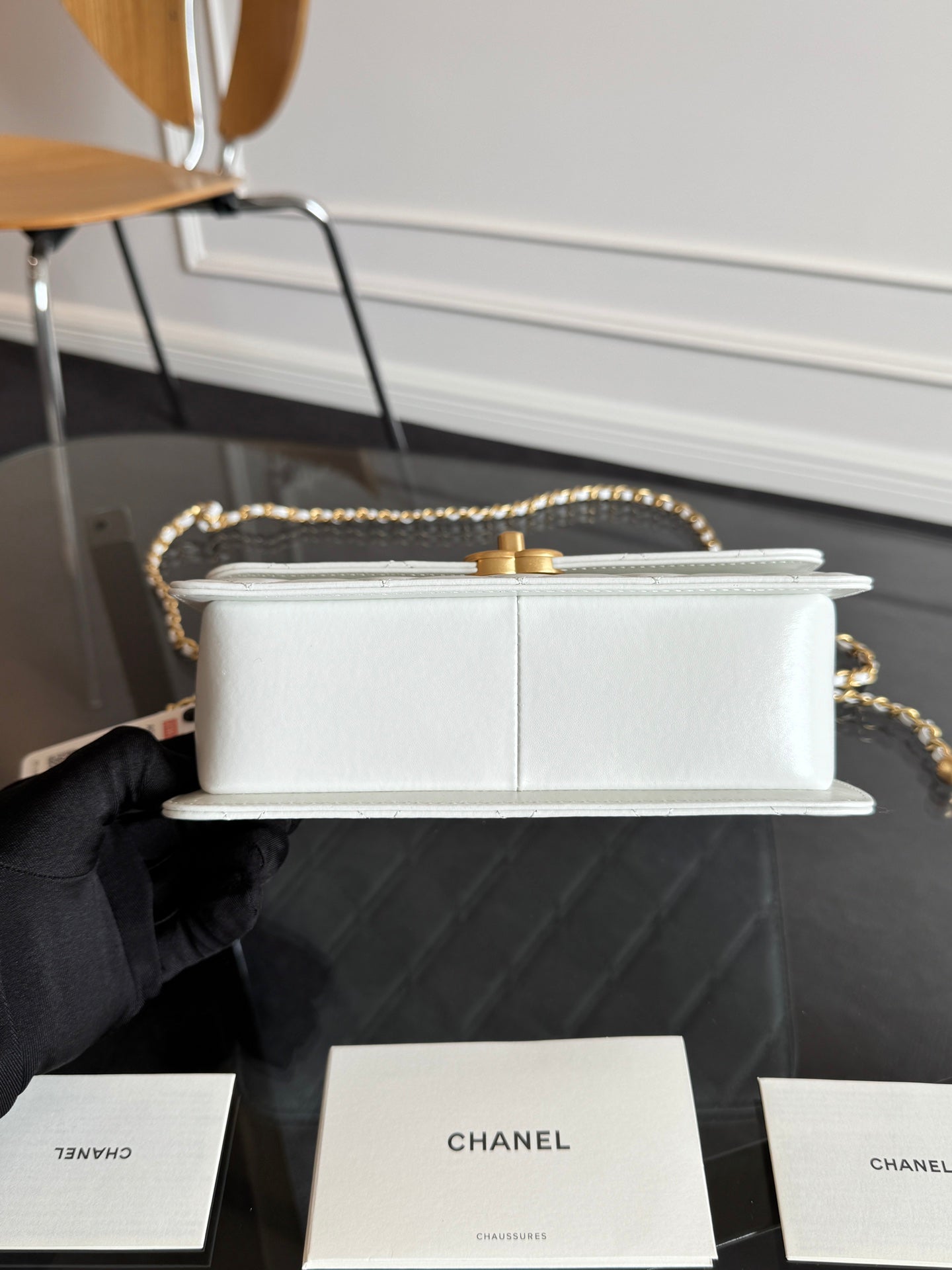 Mini Flap 22cm White Lambskin Gold Hardware mysite
