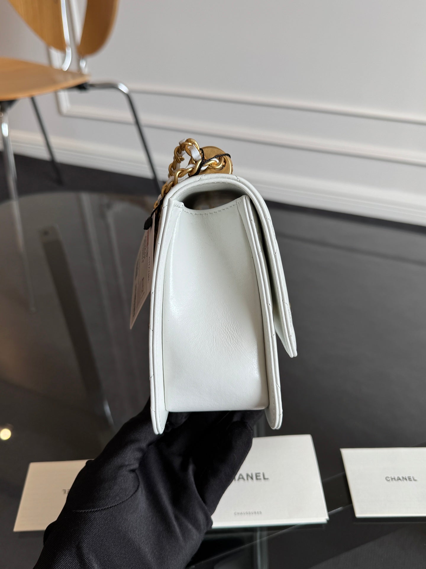 Mini Flap 22cm White Lambskin Gold Hardware mysite