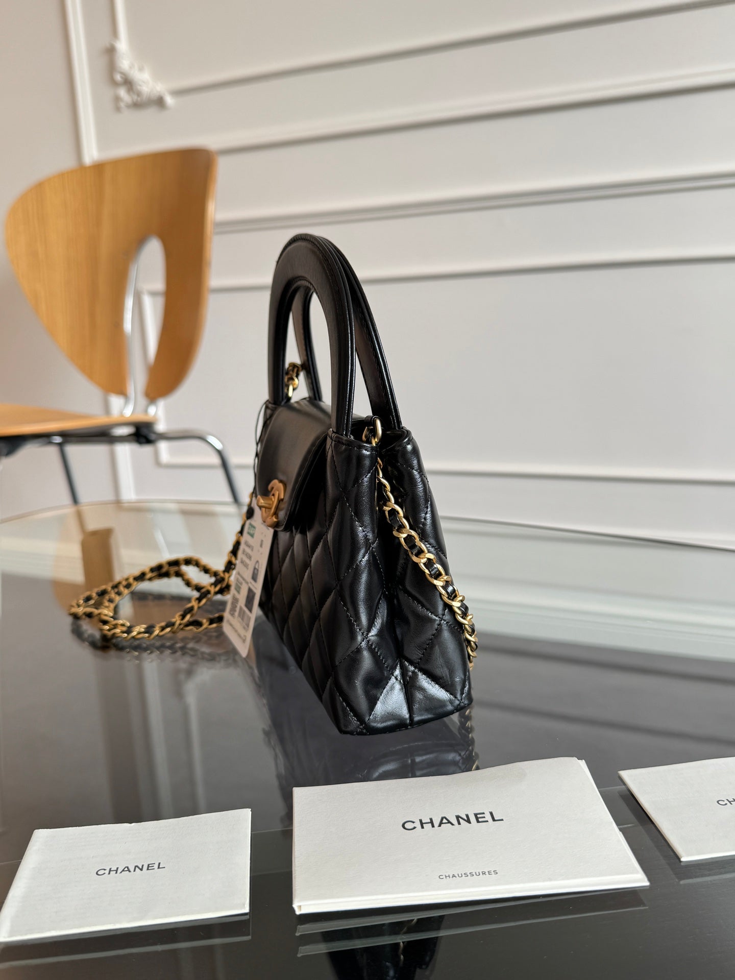 KELLY SHOPPING BAG 19 IN BLACK CALFSKIN GOLD HARDWARE mysite