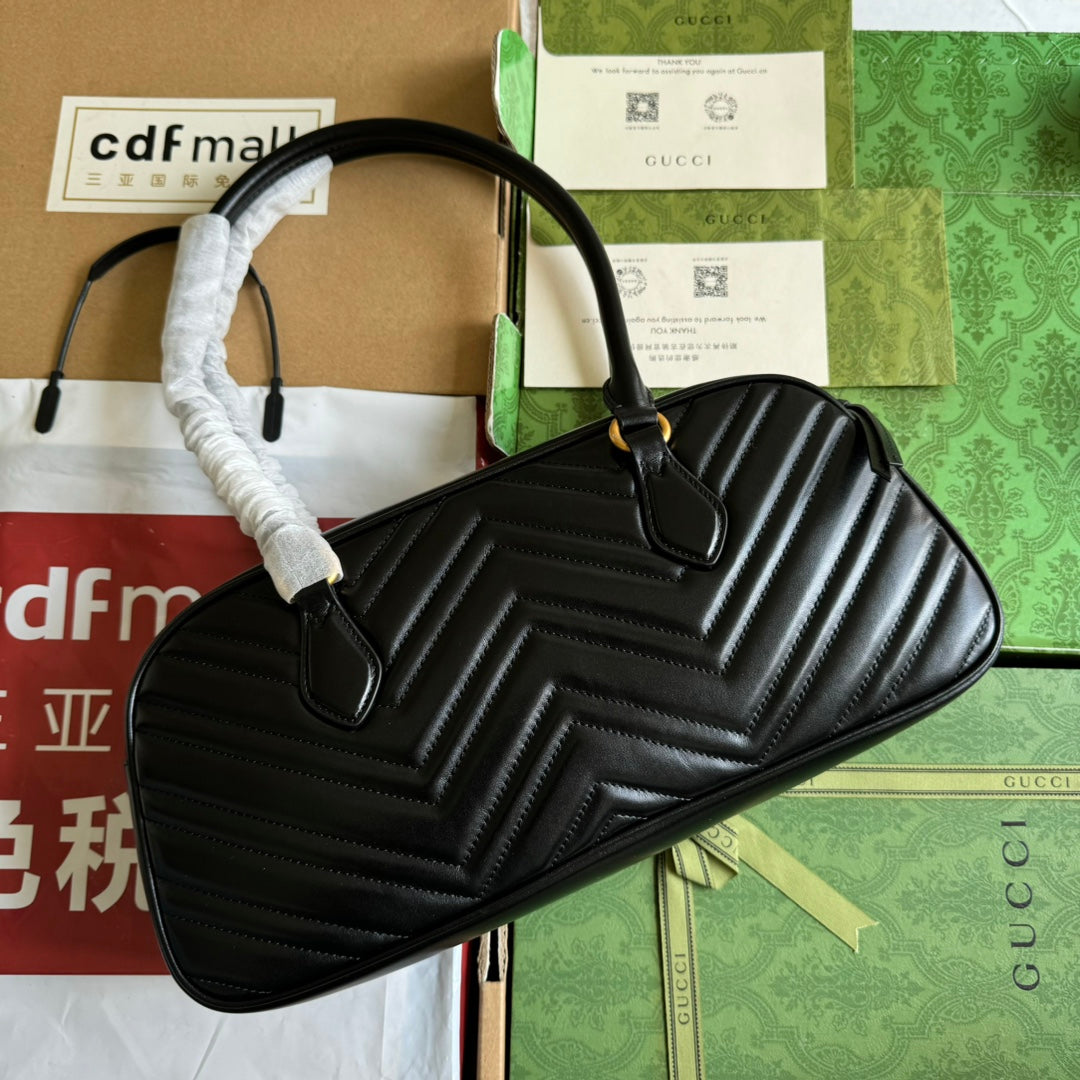 gg marmont medium top handle 35cm black calfskin gold hardware mysite