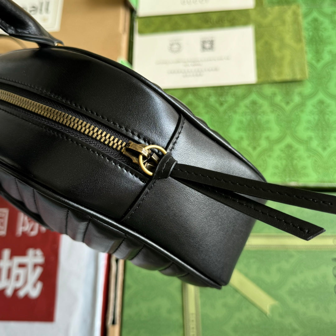 gg marmont medium top handle 35cm black calfskin gold hardware mysite