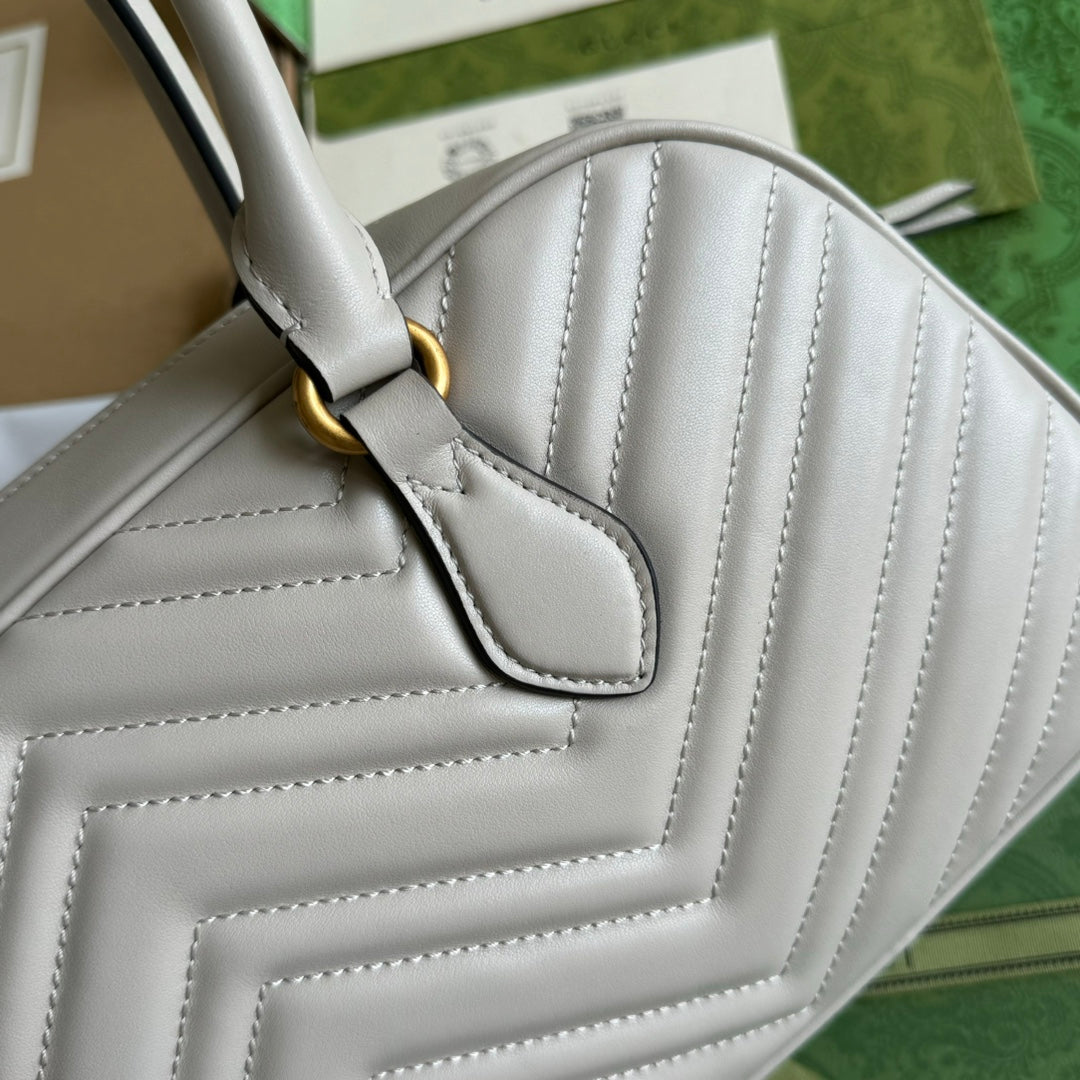 gg marmont medium top handle 35cm cream calfskin gold hardware mysite