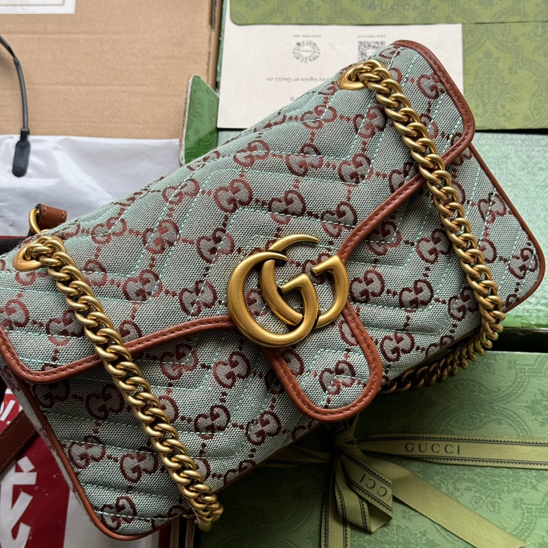 gg marmont 26cm chocolate blue monogram canvas gold hardware mysite