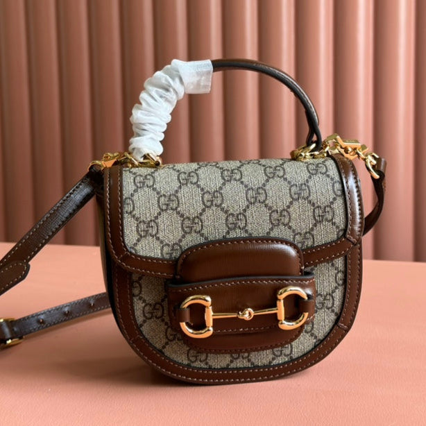 Gucci Horsebit Bag Ebony Mix Brown Leather 239810 mysite