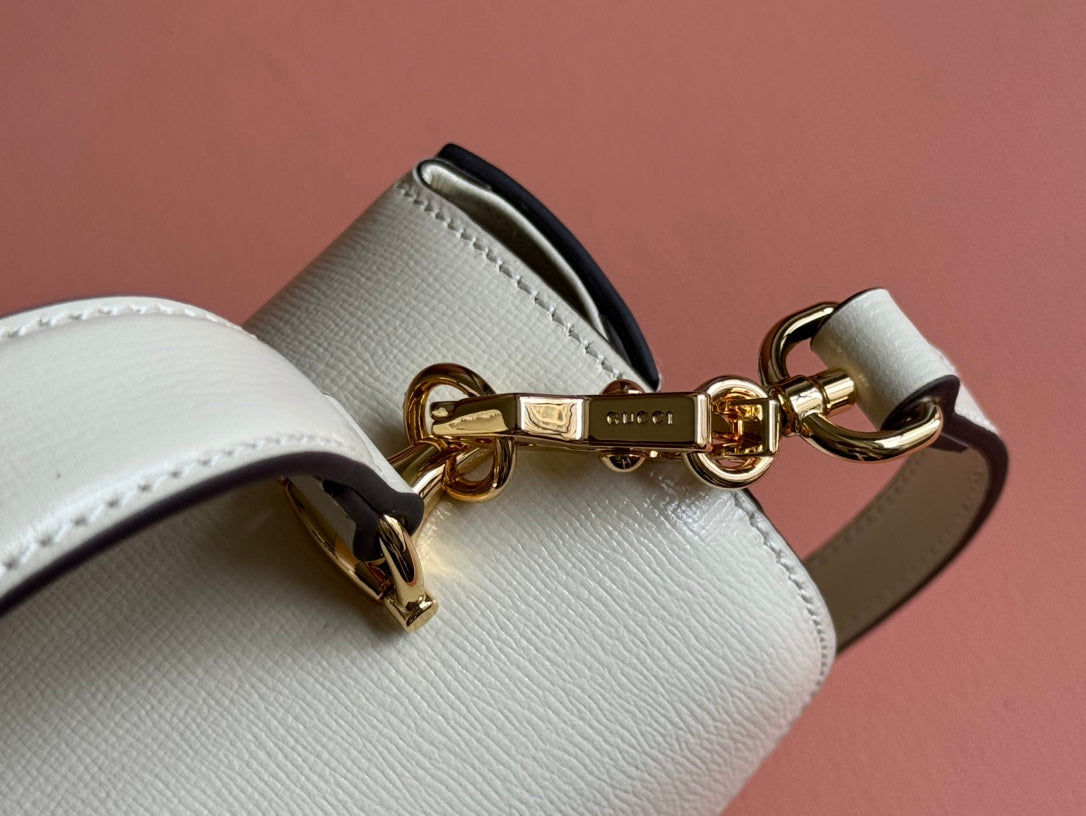 Gucci Horsebit Bag White Leather 239812 mysite