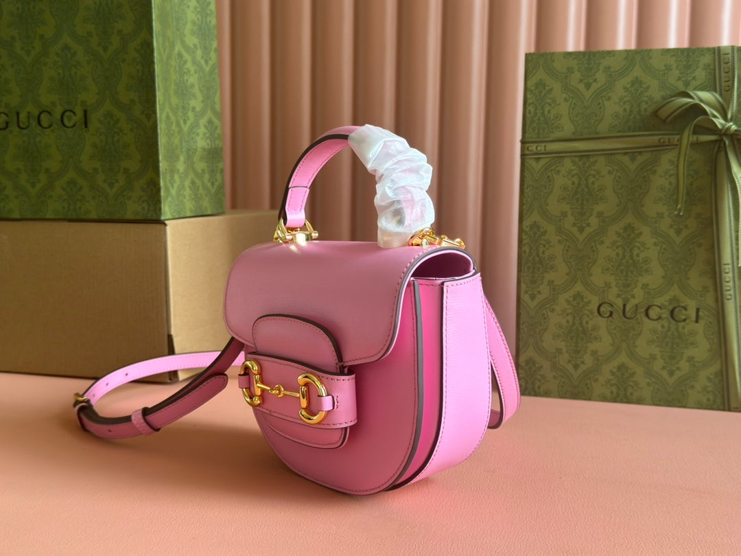 Gucci Horsebit Bag Pink Leather 239806 mysite