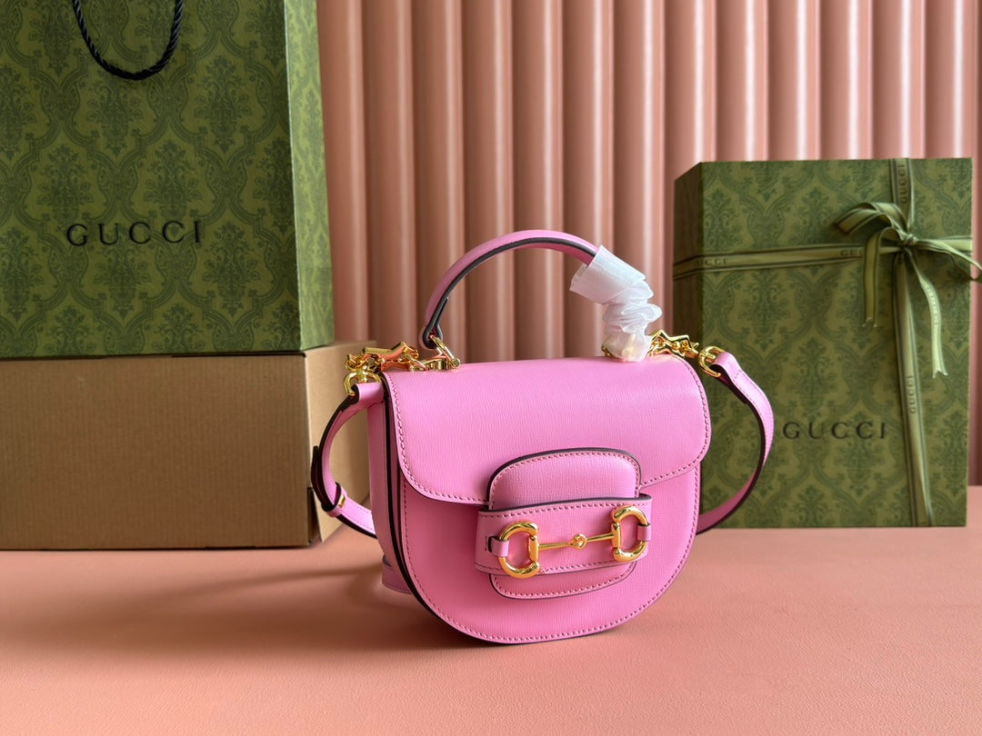 Gucci Horsebit Bag Pink Leather 239806 mysite