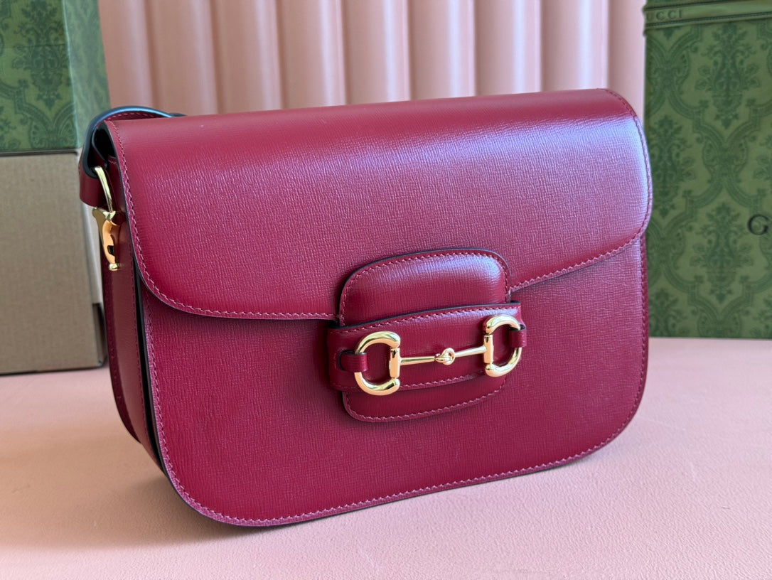Gucci Horsebit 25 Bag Rosso Ancora Red Leather Canvas 244262 mysite