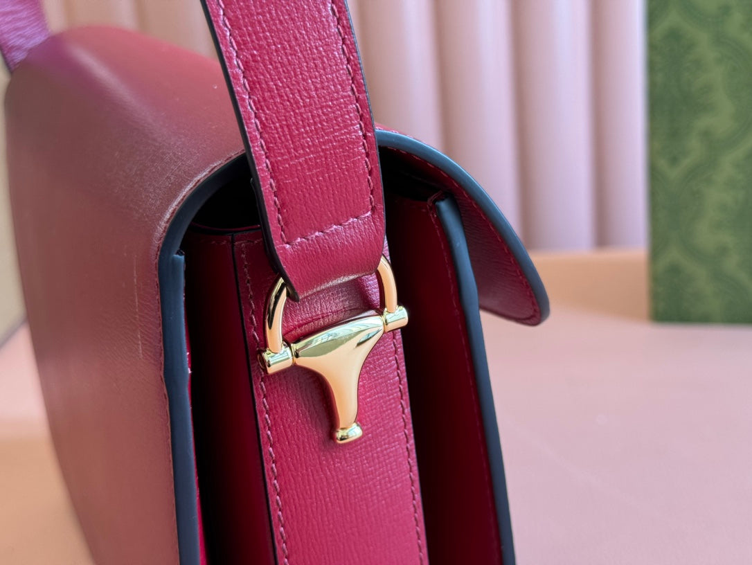 Gucci Horsebit 25 Bag Rosso Ancora Red Leather Canvas 244262 mysite