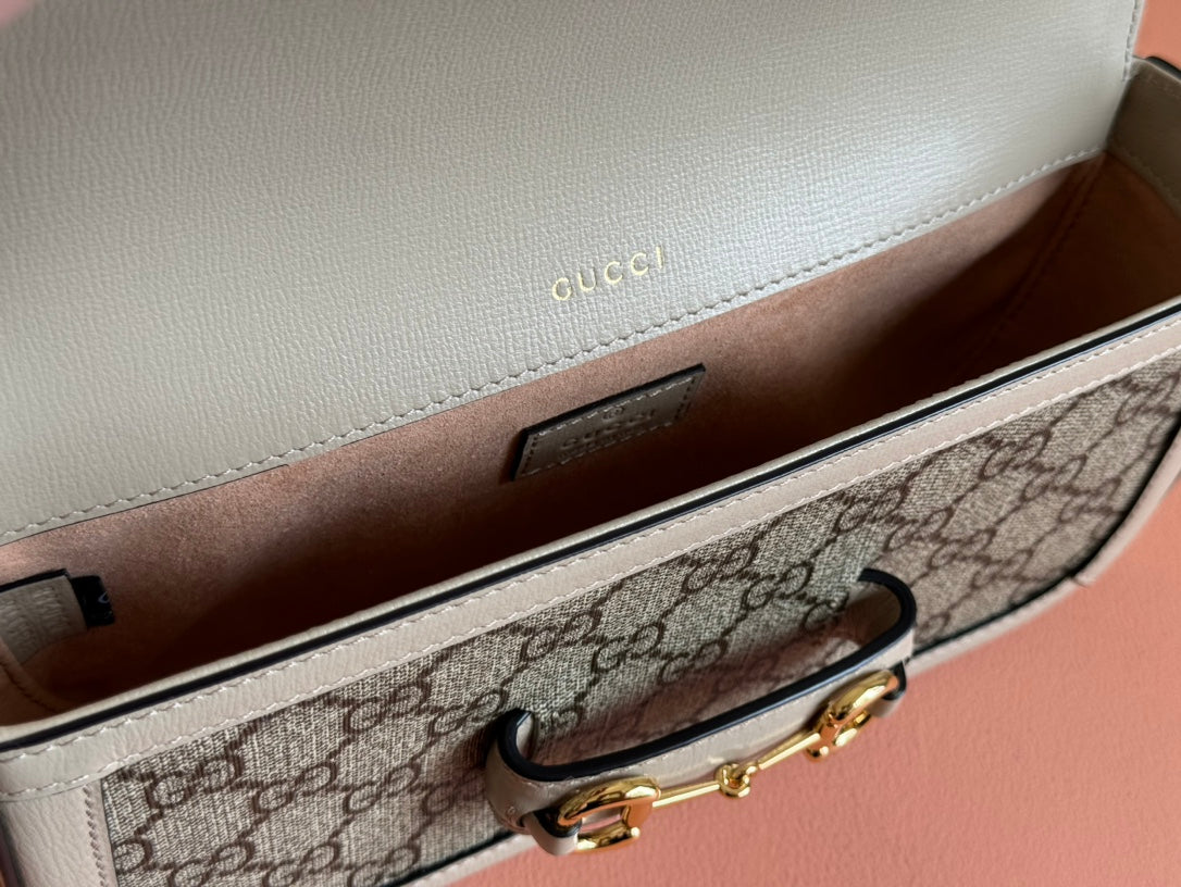 Gucci Horsebit 1995 Bag Ebony mix Beige Canvas 244275 mysite