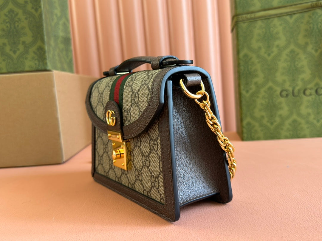 Gucci Ophidia 17.5cm Bag Ebony Brown Canvas Leather 248489 mysite