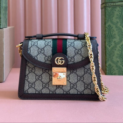 Gucci Ophidia 17.5cm Bag Ebony Brown Canvas Leather 248489 mysite