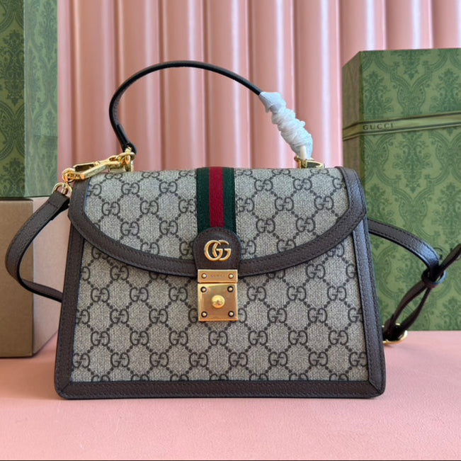 Gucci Ophidia 25cm Bag Ebony Brown Canvas Leather 248495 mysite