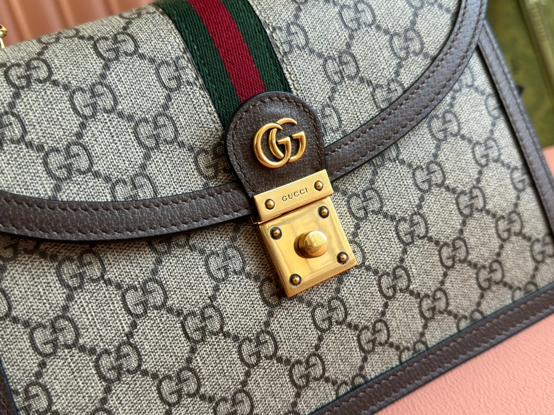 Gucci Ophidia 25cm Bag Ebony Brown Canvas Leather 248495 mysite