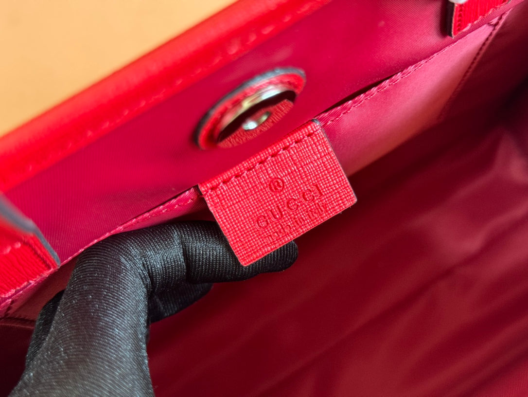 Gucci Bunny Print Tote Bag Red Beige Canvas 231228 mysite