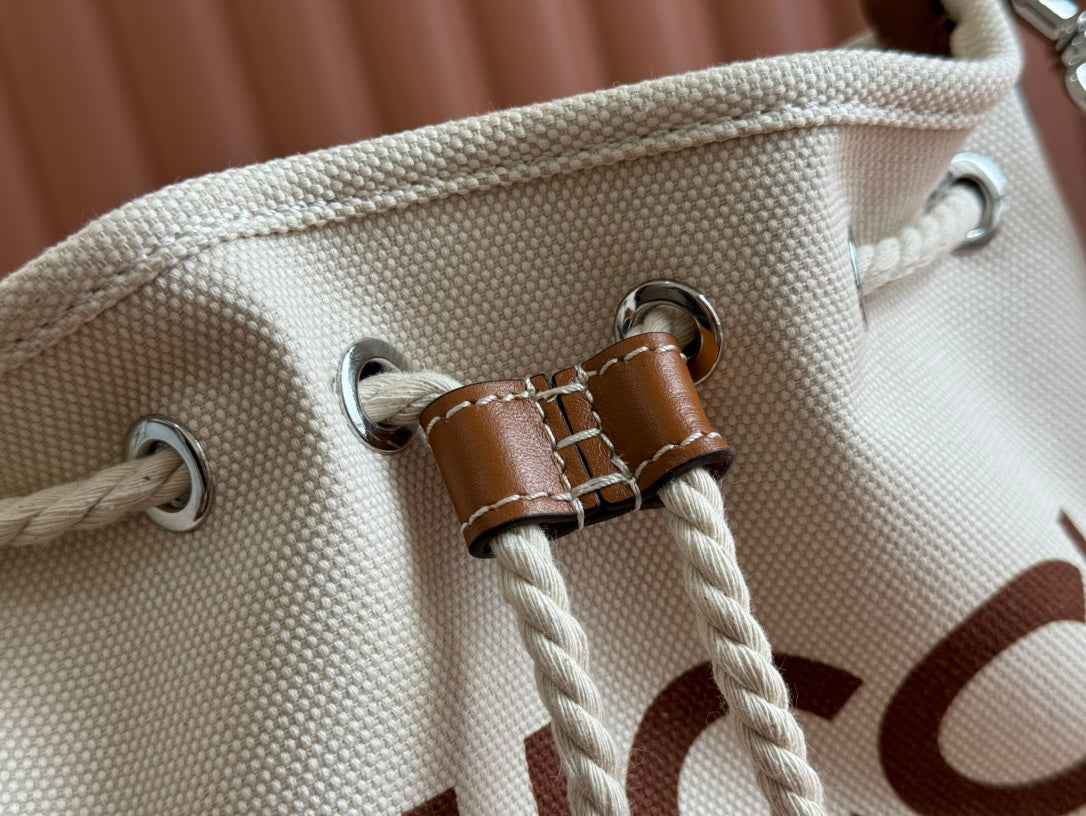 Gucci Bucket Bag Brown White Leather Canvas mysite