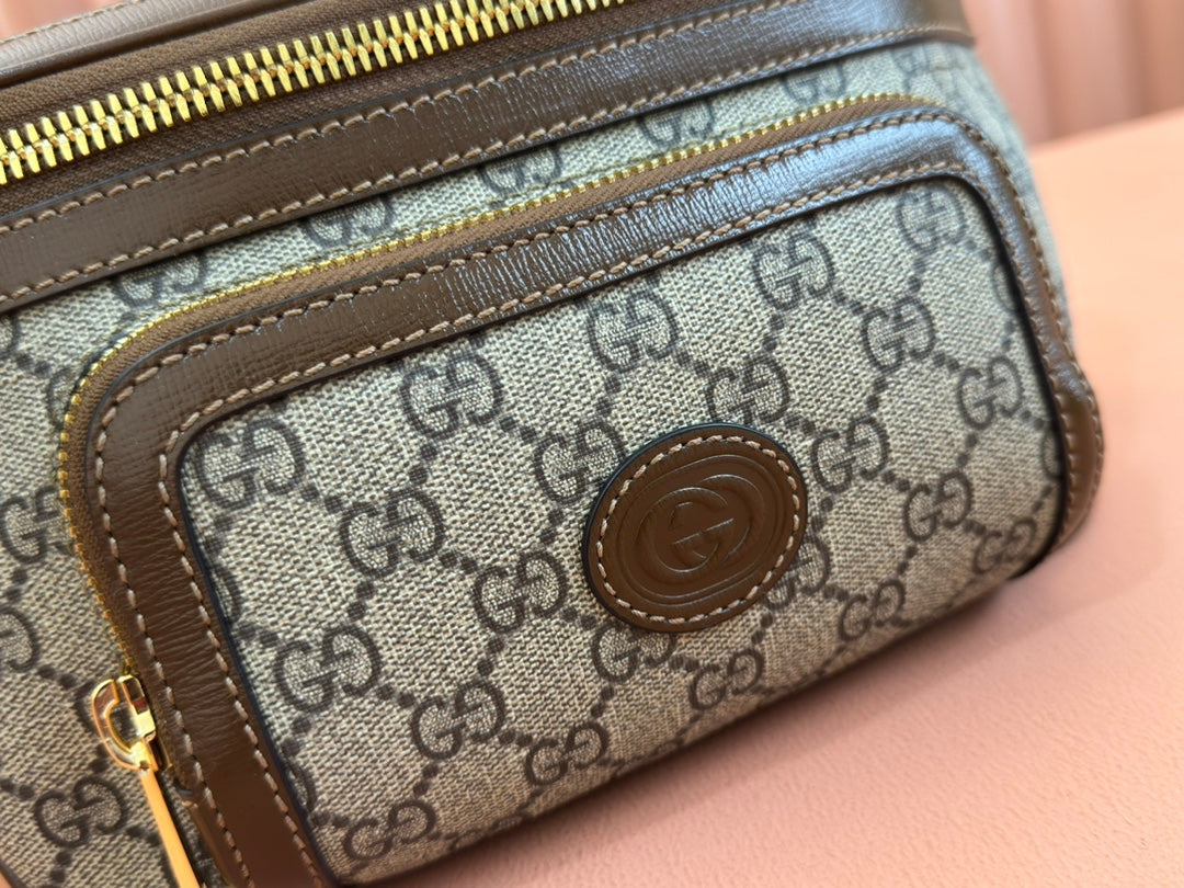 Gucci Interlocking G belt bag Brown mix Ebony Leather Canvas 248164 mysite
