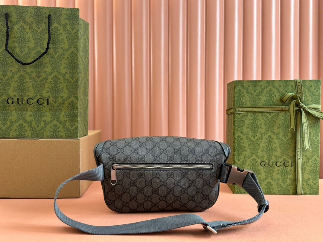 Gucci Interlocking G belt bag Gray Leather Canvas 248165 mysite