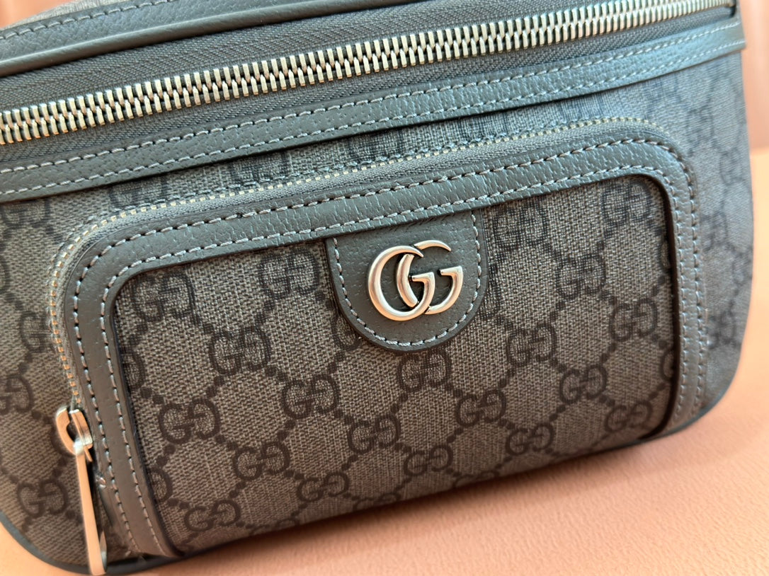 Gucci Interlocking G belt bag Gray Leather Canvas 248165 mysite