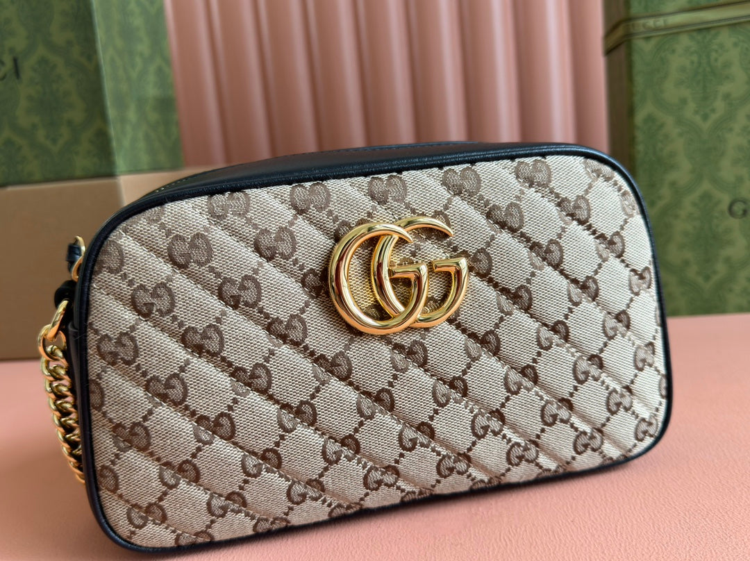 Gucci Marmont Bag 24 Beige mix Brown Canvas 240076 mysite