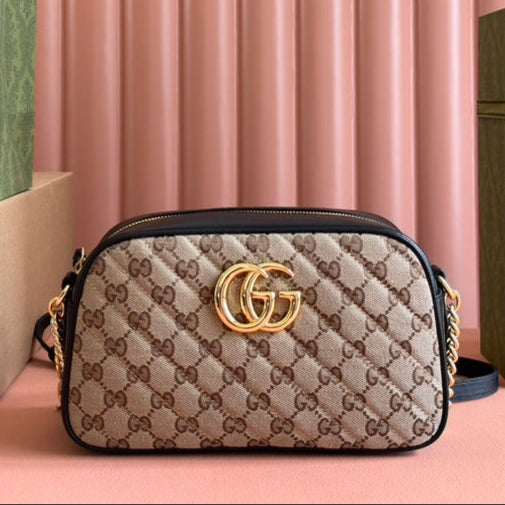 Gucci Marmont Bag 24 Beige mix Brown Canvas 240076 mysite