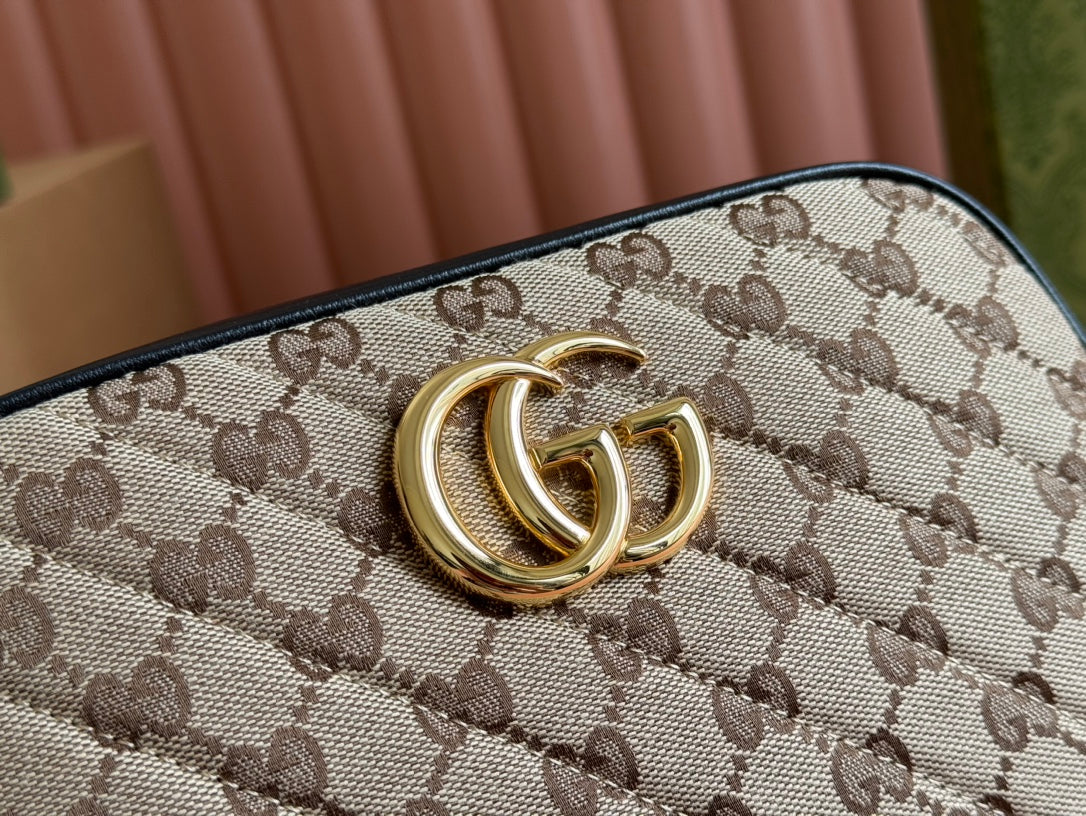 Gucci Marmont Bag 24 Beige mix Brown Canvas 240076 mysite