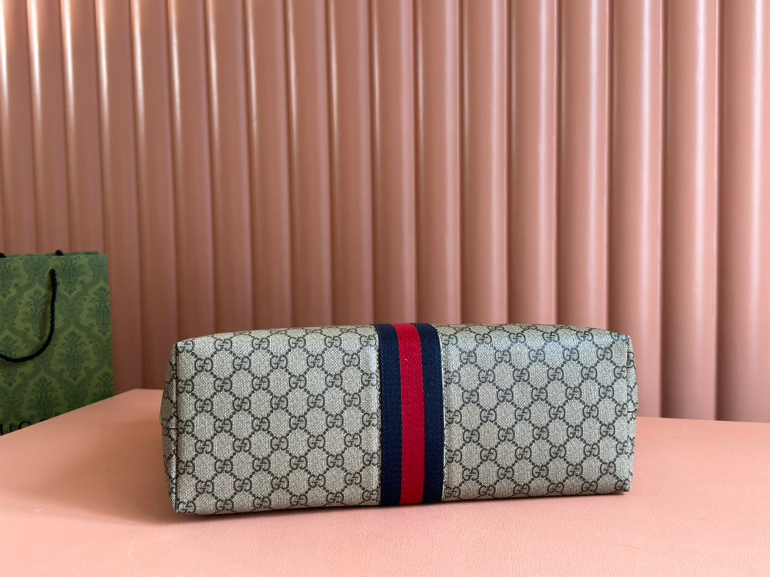 Gucci Ophidia 38cm Bag Ebony White Leather Canvas 244457 mysite